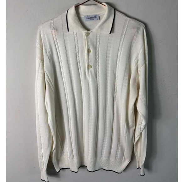 Marcello Mens Knitted Long Sleeve Quarter Zip Sweater Off White Size Large - Picture 1 of 9